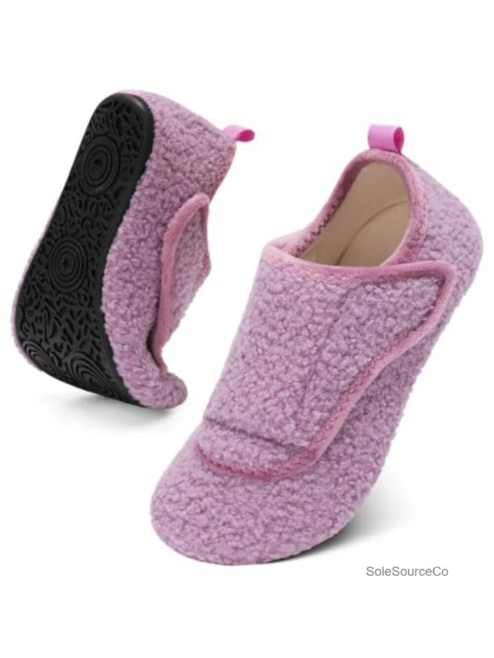 Adjustable Fuzzy House Slippers for Men Women Non-Slip Wide Fit